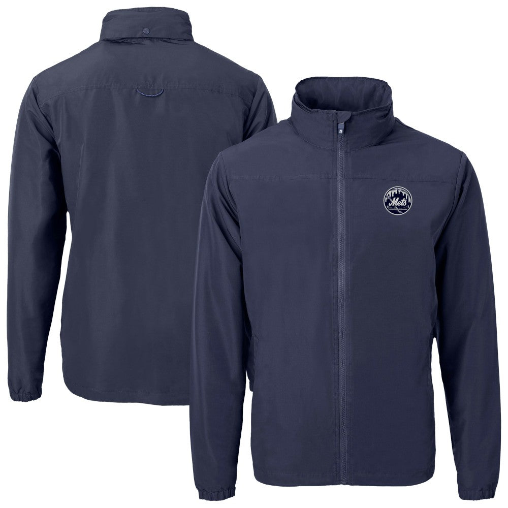 New York Mets Cutter & Buck Charter Eco Recycled Full-Zip Hoodie Jacket - Navy