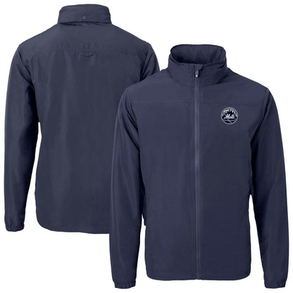 New York Mets Cutter & Buck Charter Eco Recycled Full-Zip Hoodie Jacket - Navy