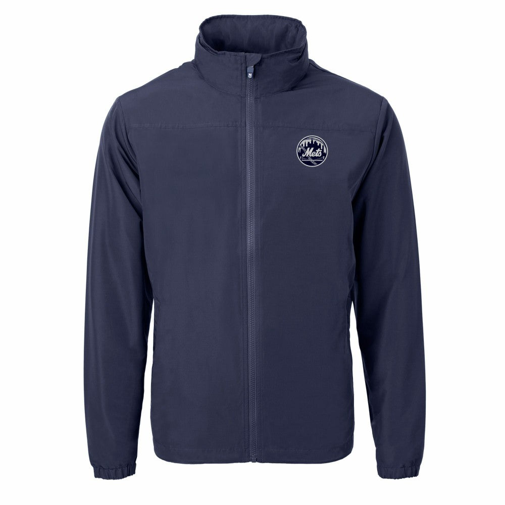 New York Mets Cutter & Buck Charter Eco Recycled Full-Zip Hoodie Jacket - Navy