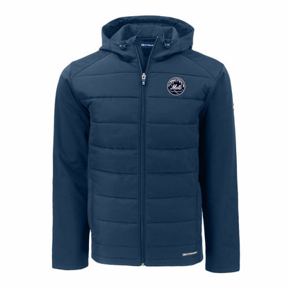 New York Mets Cutter & Buck Evoke Hybrid Eco Softshell Recycled Full-Zip Hooded Jacket - Navy