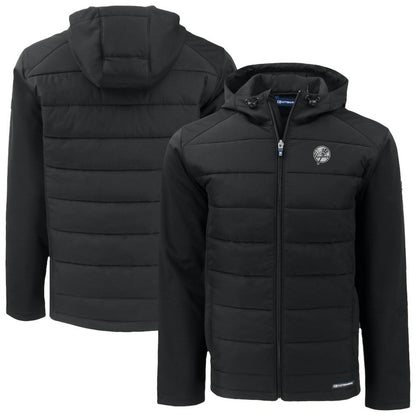 New York Yankees Cutter & Buck Evoke Hybrid Eco Softshell Recycled Full-Zip Hooded Jacket - Black