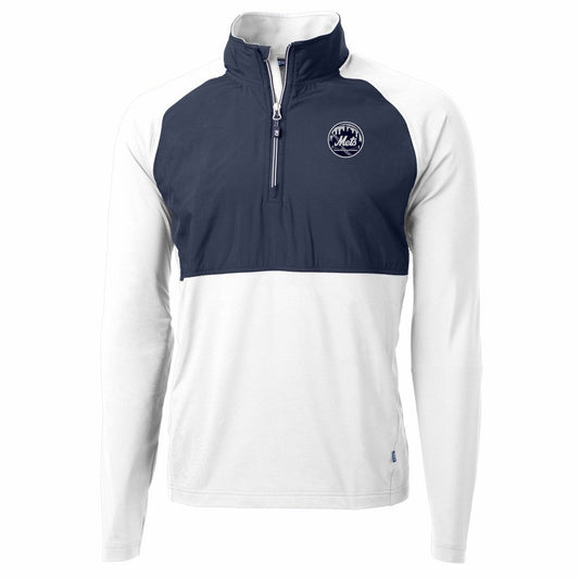 New York Mets Cutter & Buck Adapt Eco Hybrid Raglan DryTec Quarter-Zip Jacket - White