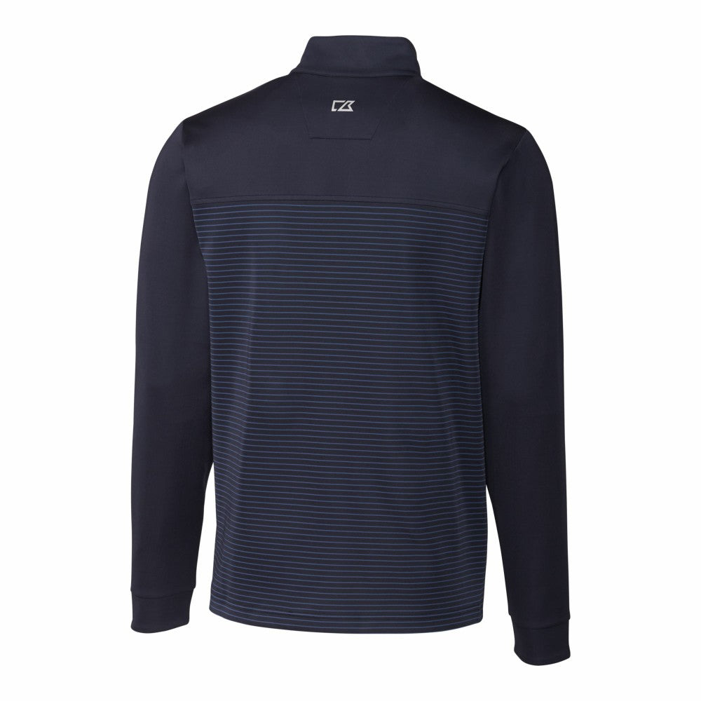 New York Mets Cutter & Buck Traverse Eco Stripe Tri-Blend DryTec Quarter-Zip Jacket - Navy