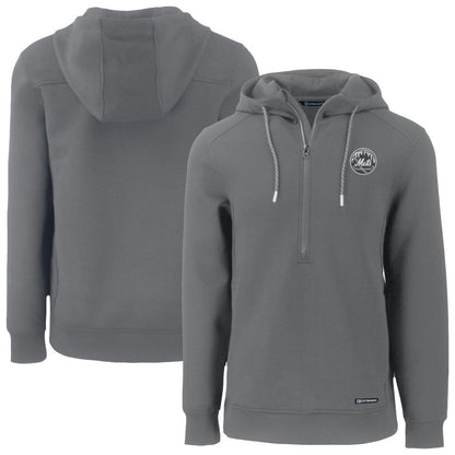New York Mets Cutter & Buck Roam Eco Recycled Tri-Blend Half-Zip Hoodie - Gray