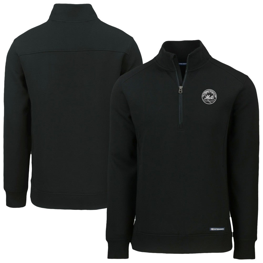 New York Mets Cutter & Buck Roam Eco Quarter-Zip Jacket - Black