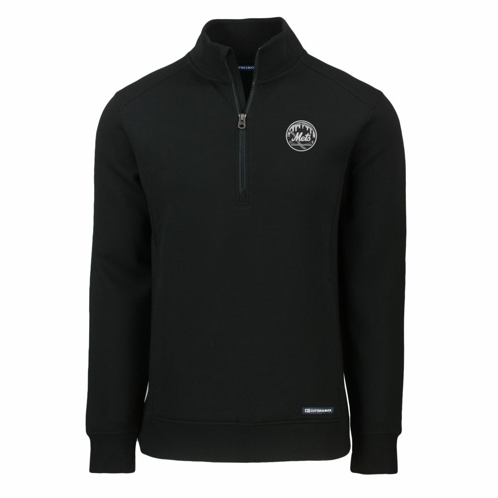 New York Mets Cutter & Buck Roam Eco Quarter-Zip Jacket - Black