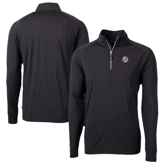 New York Yankees Cutter & Buck Big & Tall Adapt Eco DryTec Raglan Quarter-Zip Jacket - Black
