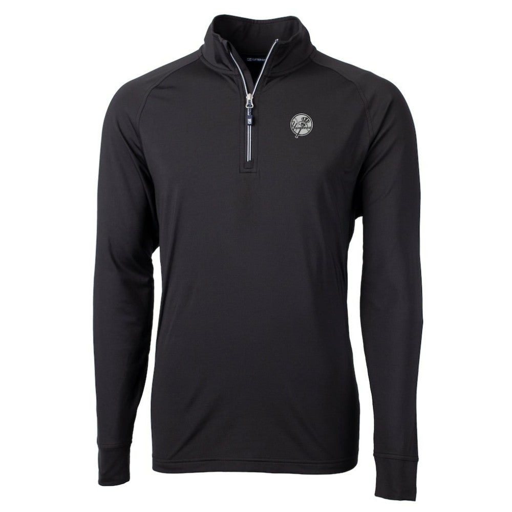 New York Yankees Cutter & Buck Big & Tall Adapt Eco DryTec Raglan Quarter-Zip Jacket - Black