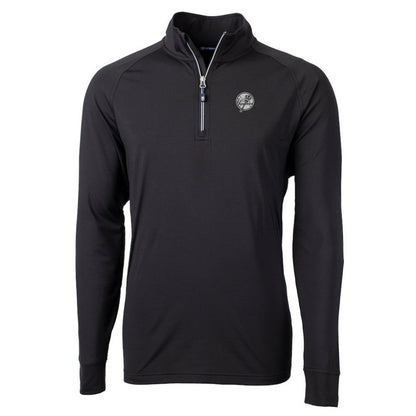 New York Yankees Cutter & Buck Big & Tall Adapt Eco DryTec Raglan Quarter-Zip Jacket - Black