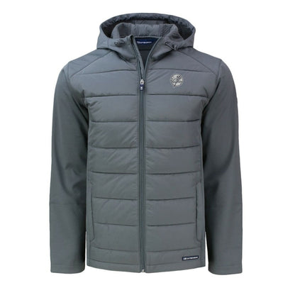 New York Yankees Cutter & Buck Big & Tall Evoke Hybrid Eco Softshell Recycled Full-Zip Hooded PrimaLoft Jacket - Gray
