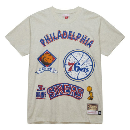 Philadelphia 76ers Hardwood Classics Legacy Defined Retro Championship T-Shirt - Oatmeal | Mitchell & Ness sale