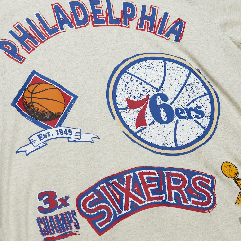 Philadelphia 76ers Hardwood Classics Legacy Defined Retro Championship T-Shirt - Oatmeal | Mitchell & Ness sale