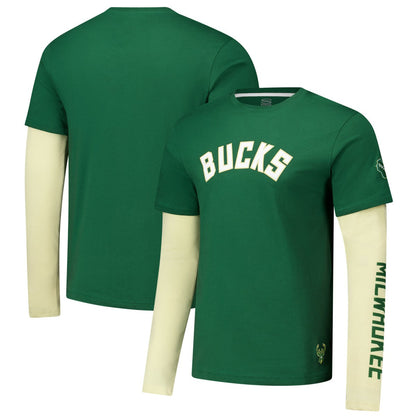 Milwaukee Bucks Stadium Essentials Unisex Spectator Twofer Long Sleeve T-Shirt - Hunter Green sale