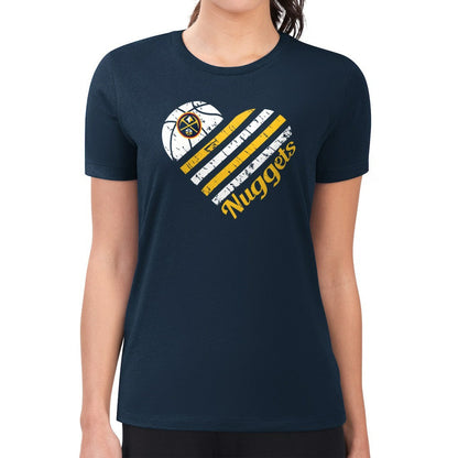 Denver Nuggets G-III 4Her by Carl Banks Women's Super-Slim Fit Lightweight Heart Team T-Shirt sale - Navy cheap