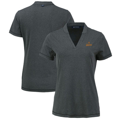 Houston Astros Cutter & Buck Women's Forge Stretch Blade DryTec V-Neck Polo - Heather Black