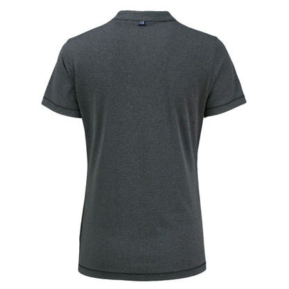 Tampa Bay Rays Cutter & Buck Women's Forge Stretch Blade DryTec V-Neck Polo - Heather Black