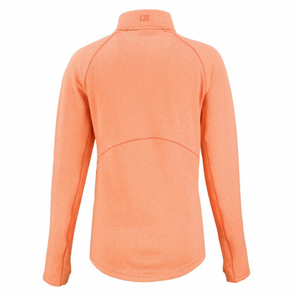 New York Mets Cutter & Buck Women's Peshastin Eco Fleece Recycled Raglan Half-Zip Top - Heather Orange