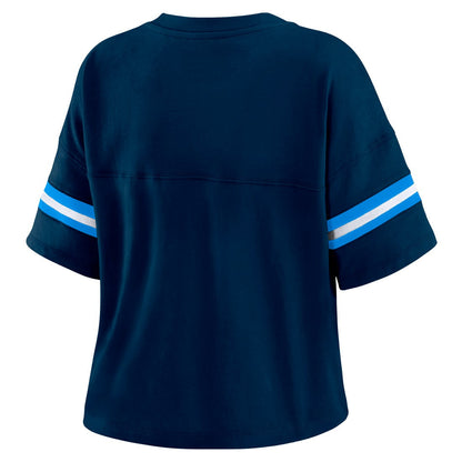 Tennessee Titans WEAR by Erin Andrews Women's Plus Size Color Block Boxy T-Shirt - Navy/White online