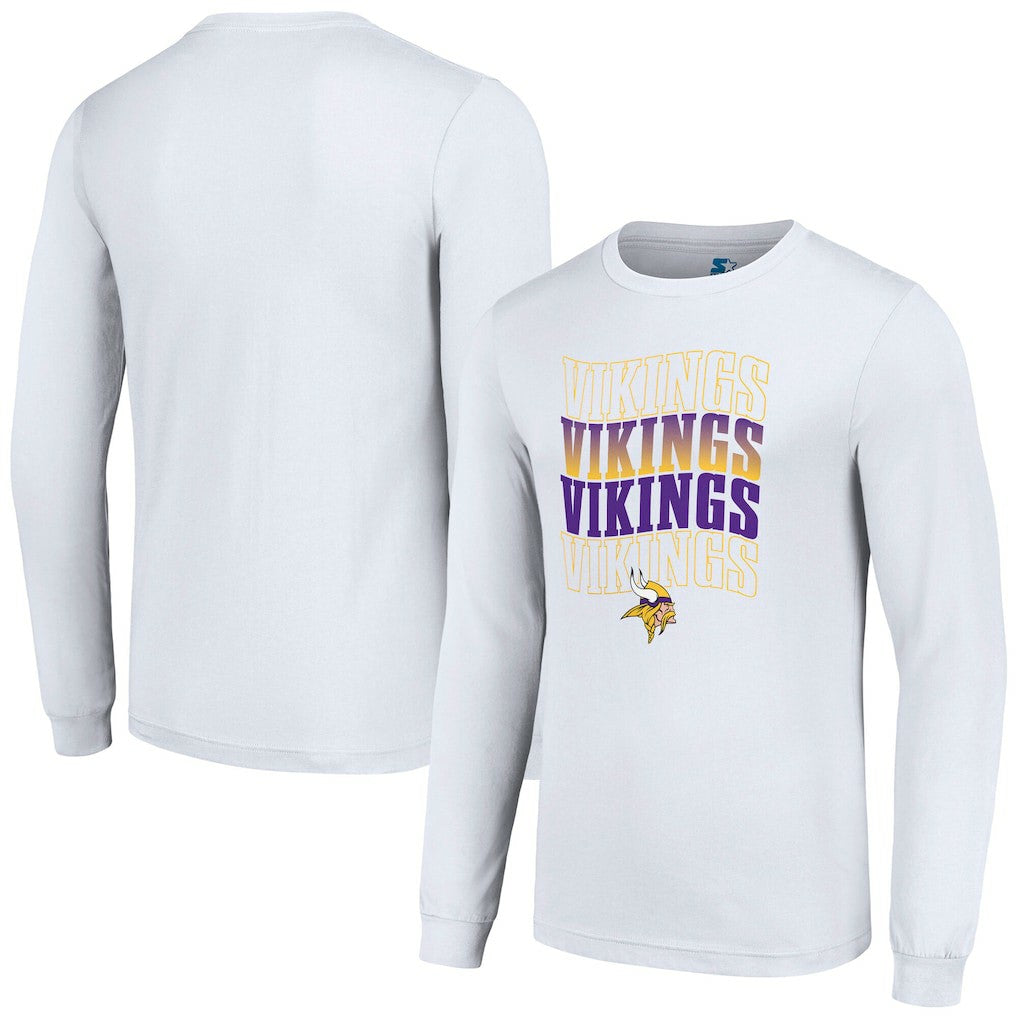 Minnesota Vikings Starter Team Name Graphic Long Sleeve T-Shirt - White cheap