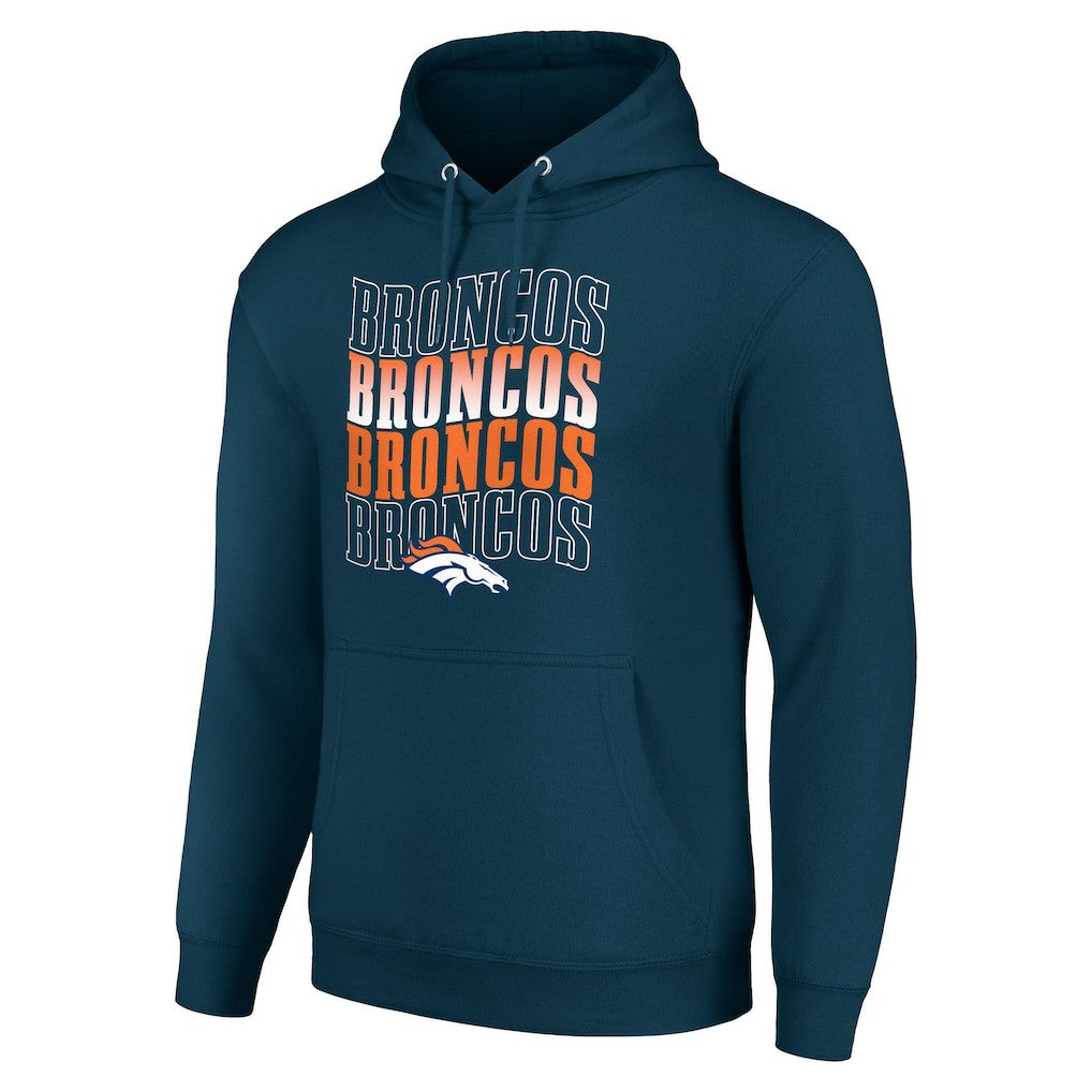 Denver Broncos Starter Four Team Name Logo Fleece Pullover Hoodie - Navy outlet