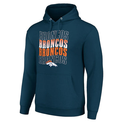 Denver Broncos Starter Four Team Name Logo Fleece Pullover Hoodie - Navy outlet