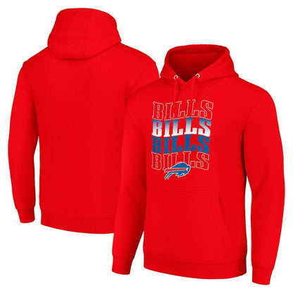 Buffalo Bills Starter Four Team Name Logo Fleece Pullover Hoodie - Red outlet