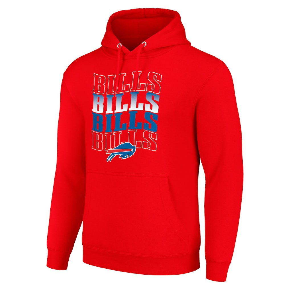 Buffalo Bills Starter Four Team Name Logo Fleece Pullover Hoodie - Red outlet