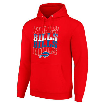 Buffalo Bills Starter Four Team Name Logo Fleece Pullover Hoodie - Red outlet