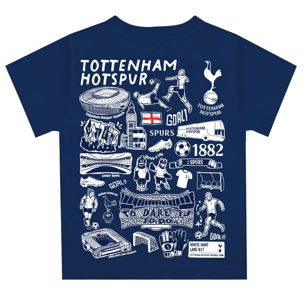 Tottenham Hotspur Vive La Fete Youth Impressions Artwork T-Shirt - Navy discount