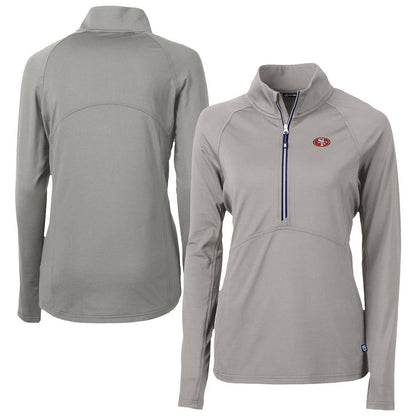 San Francisco 49ers Cutter & Buck Women's Adapt Eco Knit Stretch Recycled Half-Zip Pullover Top - Gray discount