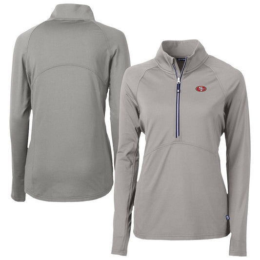San Francisco 49ers Cutter & Buck Women's Adapt Eco Knit Stretch Recycled Half-Zip Pullover Top - Gray discount