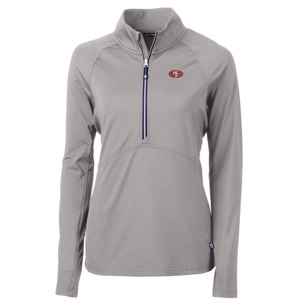 San Francisco 49ers Cutter & Buck Women's Adapt Eco Knit Stretch Recycled Half-Zip Pullover Top - Gray discount