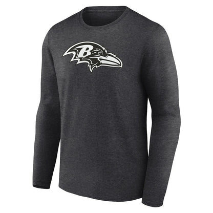 Baltimore Ravens Personalized Name & Number Monochrome Long Sleeve T-Shirt - Charcoal for sale