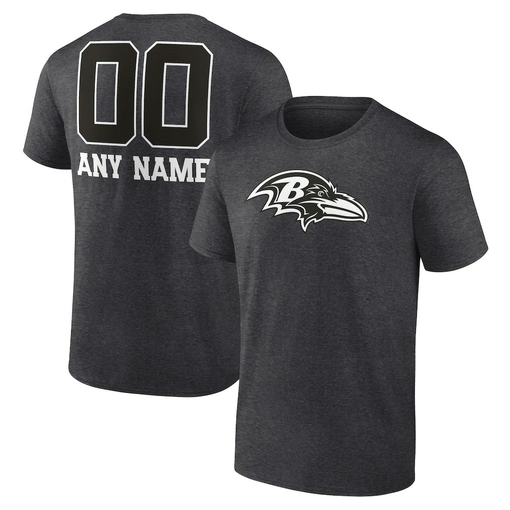 Baltimore Ravens Personalized Name & Number Monochrome T-Shirt - Charcoal discount