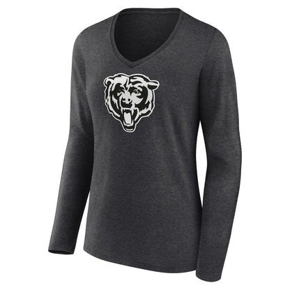 Chicago Bears Women's Personalized Name & Number Monochrome V-neck T-Shirt - Charcoal online