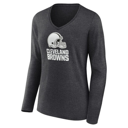Cleveland Browns Women's Personalized Name & Number Monochrome V-neck T-Shirt - Charcoal online