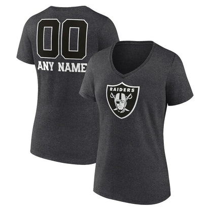Las Vegas Raiders Women's Personalized Name & Number Monochrome V-Neck Long Sleeve T-Shirt - Charcoal cheap