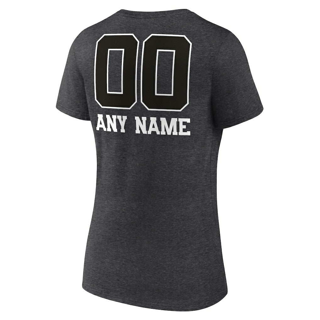 Las Vegas Raiders Women's Personalized Name & Number Monochrome V-Neck Long Sleeve T-Shirt - Charcoal cheap