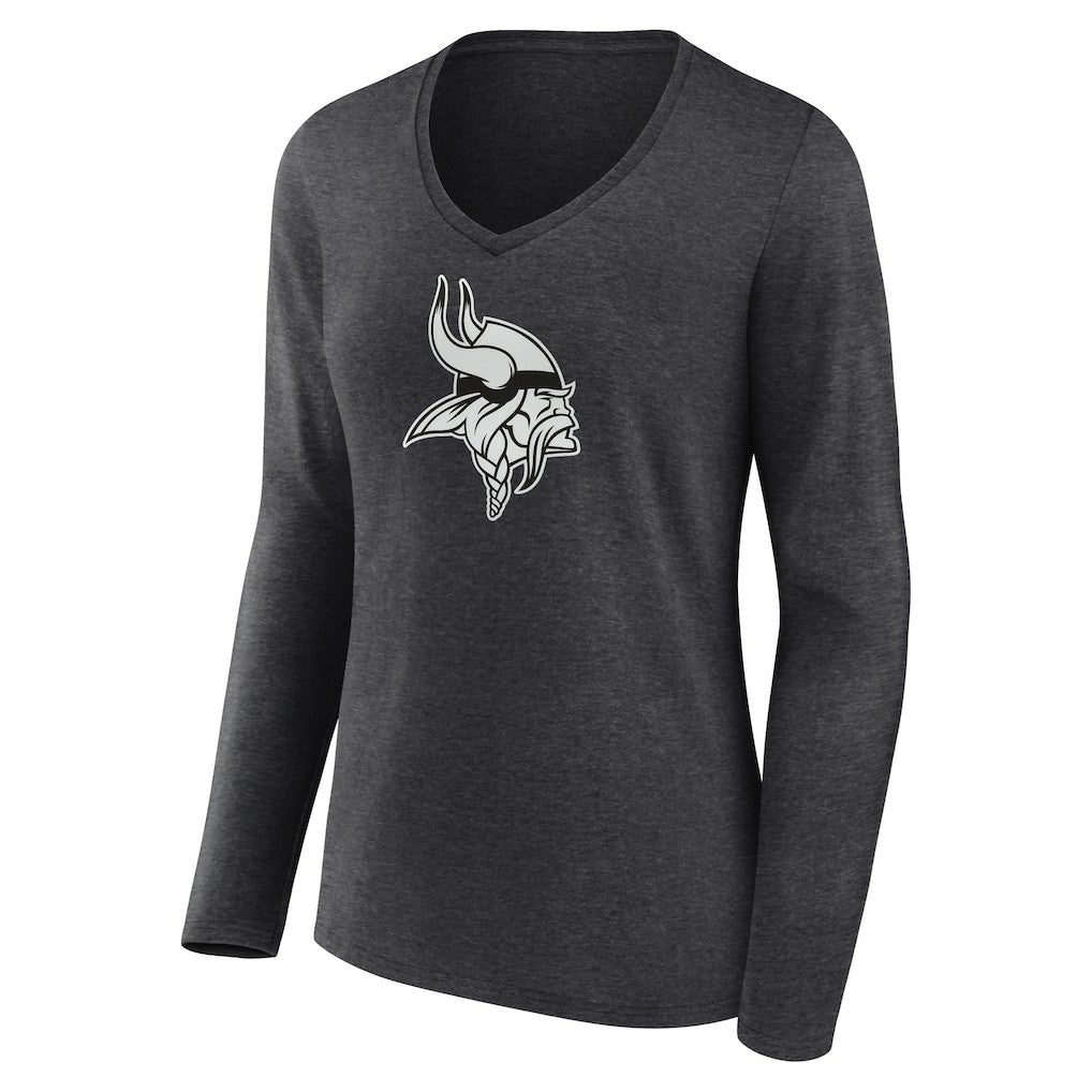 Minnesota Vikings Women's Personalized Name & Number Monochrome V-neck T-Shirt - Charcoal online