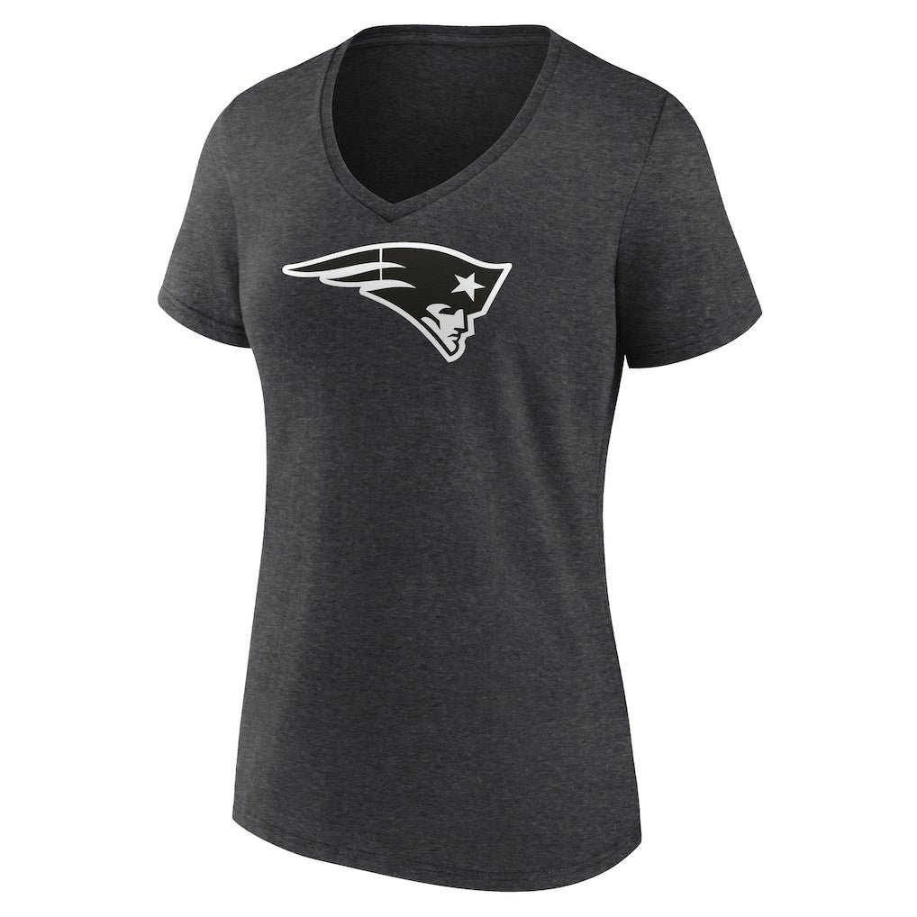 New England Patriots Women's Personalized Name & Number Monochrome V-Neck Long Sleeve T-Shirt - Charcoal on sale