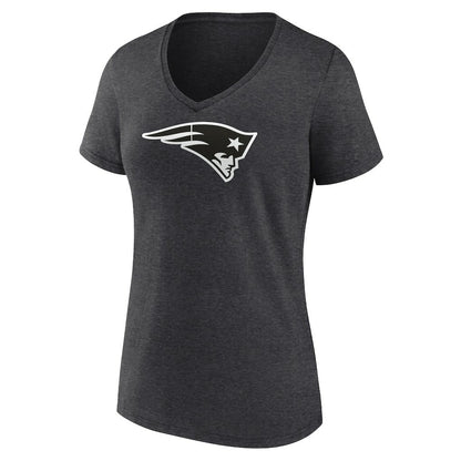 New England Patriots Women's Personalized Name & Number Monochrome V-Neck Long Sleeve T-Shirt - Charcoal on sale