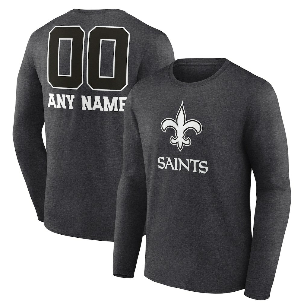 New Orleans Saints Personalized Name & Number Monochrome Long Sleeve T-Shirt - Charcoal outlet
