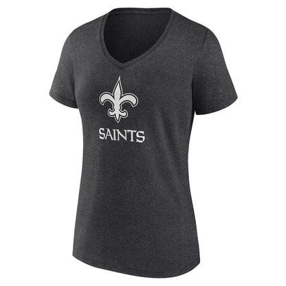 New Orleans Saints Women's Personalized Name & Number Monochrome V-Neck Long Sleeve T-Shirt - Charcoal for sale