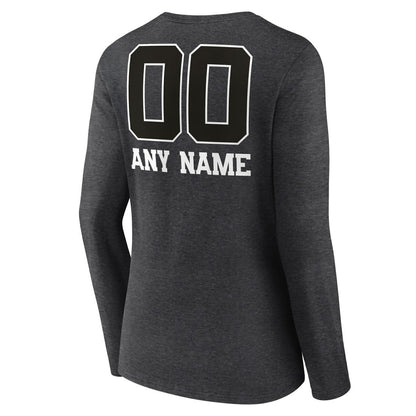 New York Giants Women's Personalized Name & Number Monochrome V-neck T-Shirt - Charcoal on sale