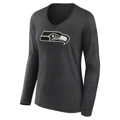 Seattle Seahawks Women's Personalized Name & Number Monochrome V-neck T-Shirt - Charcoal online