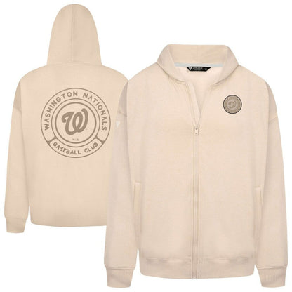 Washington Nationals Levelwear Uphill Oversized Full-Zip Hoodie - Khaki