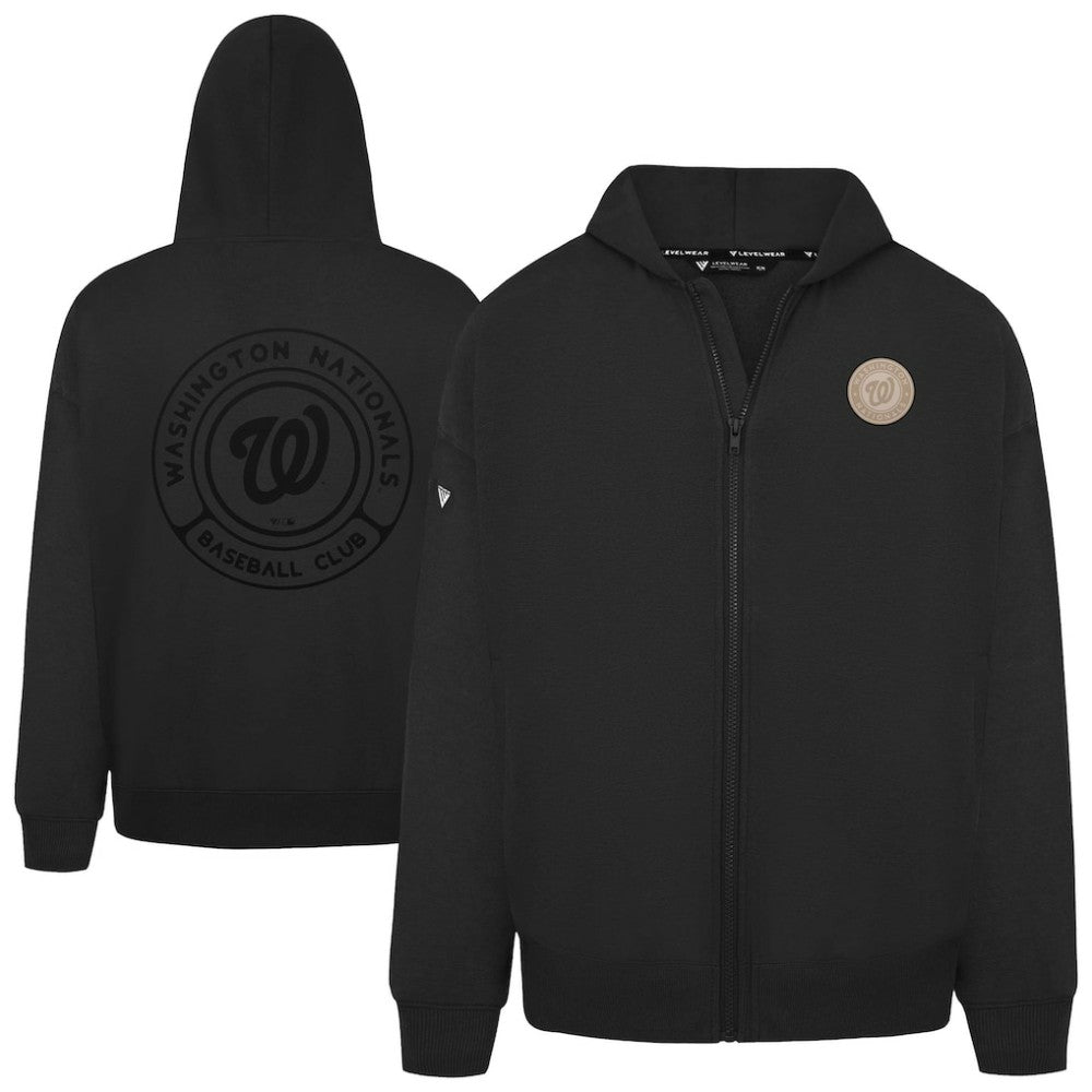 Washington Nationals Levelwear Uphill Oversized Full-Zip Hoodie - Black