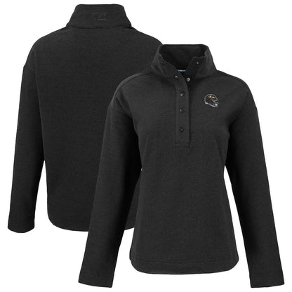 Baltimore Ravens Cutter & Buck Women's Hunts Point Eco Half-Snap Sweatshirt - Black discount