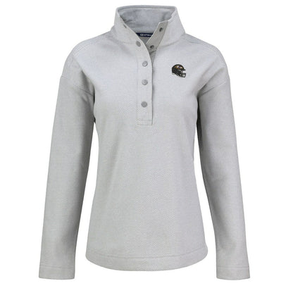 Baltimore Ravens Cutter & Buck Women's Hunts Point Eco Half-Snap Sweatshirt - Gray for sale
