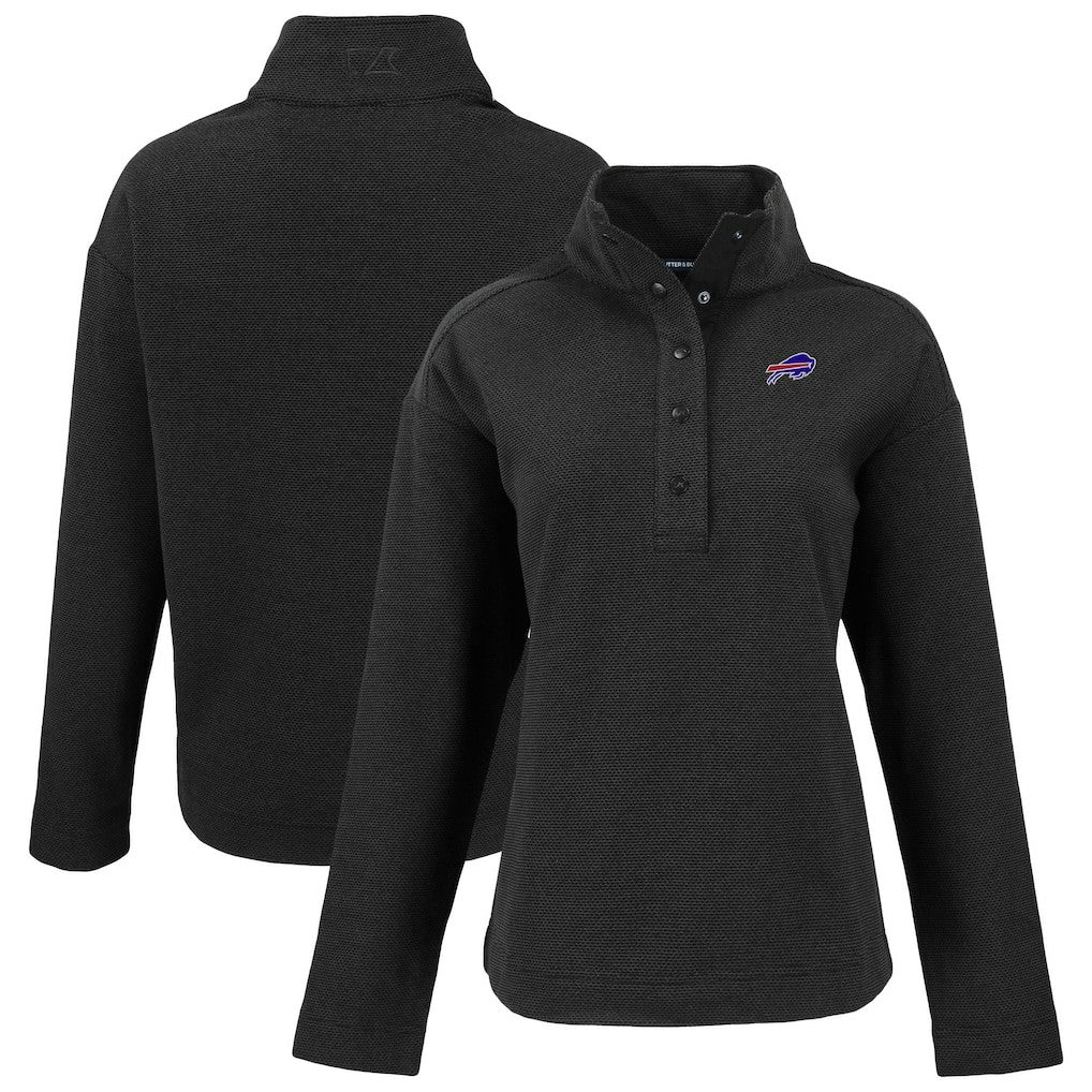Buffalo Bills Cutter & Buck Women's Hunts Point Eco Half-Snap Sweatshirt - Black sale